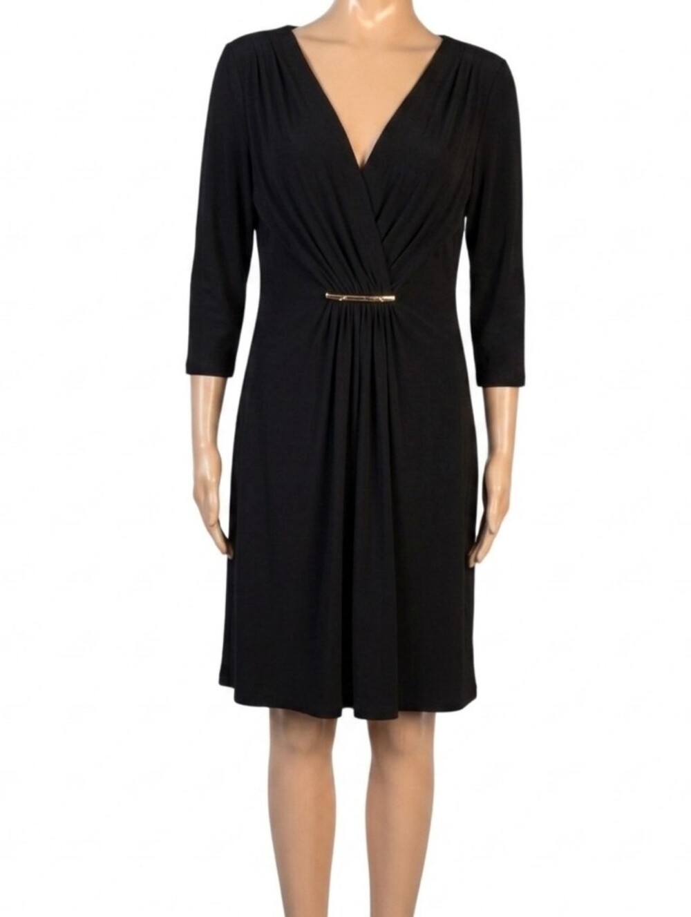 NEW Evan Picone Venetian Ball Dress Long Sleeve Formal Wrap Black Size 14